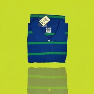 NWT Rainforest Cafe Men's XL Striped Polo Shirt Blue & Green Souvenir